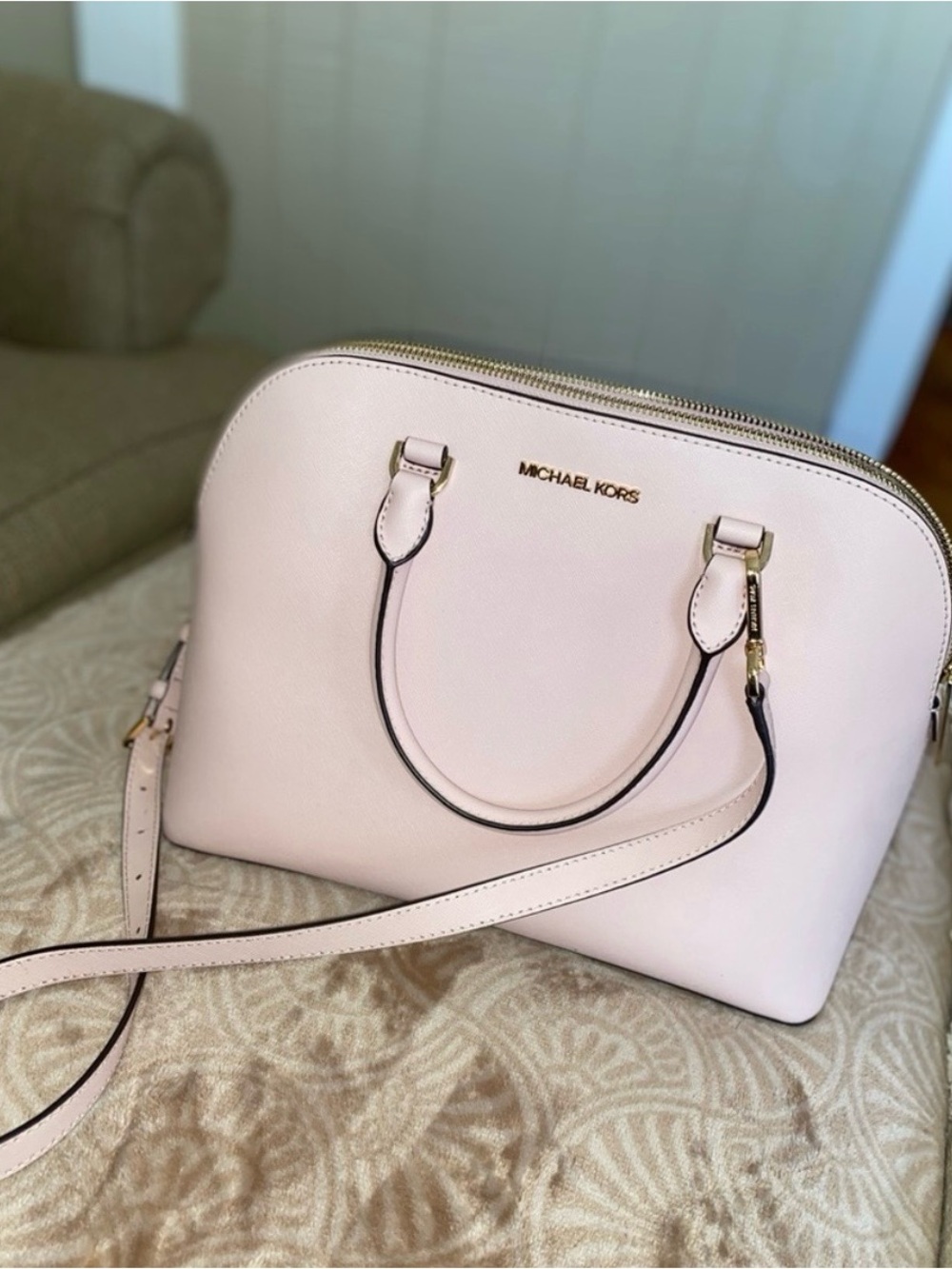 Michael Kors Blush Dome Satchel with Gold Hardware